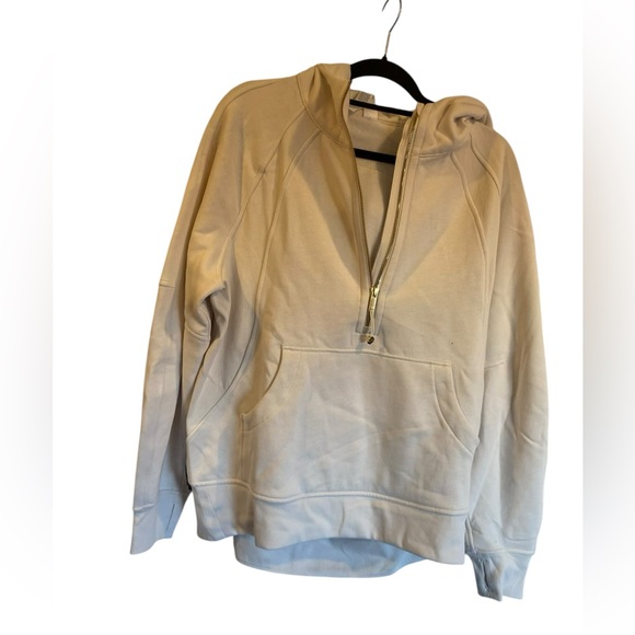NWT Lululemon scuba oversized half zip long hoodie LIGHT IVORY/GOLD Size M/L